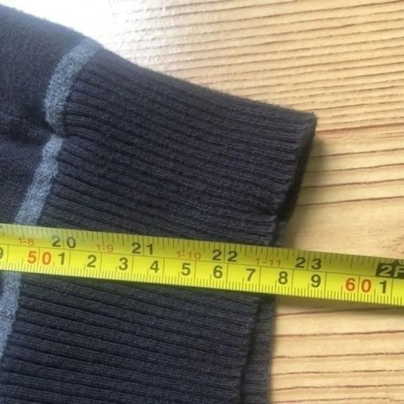 St Johns Bay Sweater V Neck Striped Gray Black‎ Long Sleeve Knit Pullover Top - Picture 9 of 12
